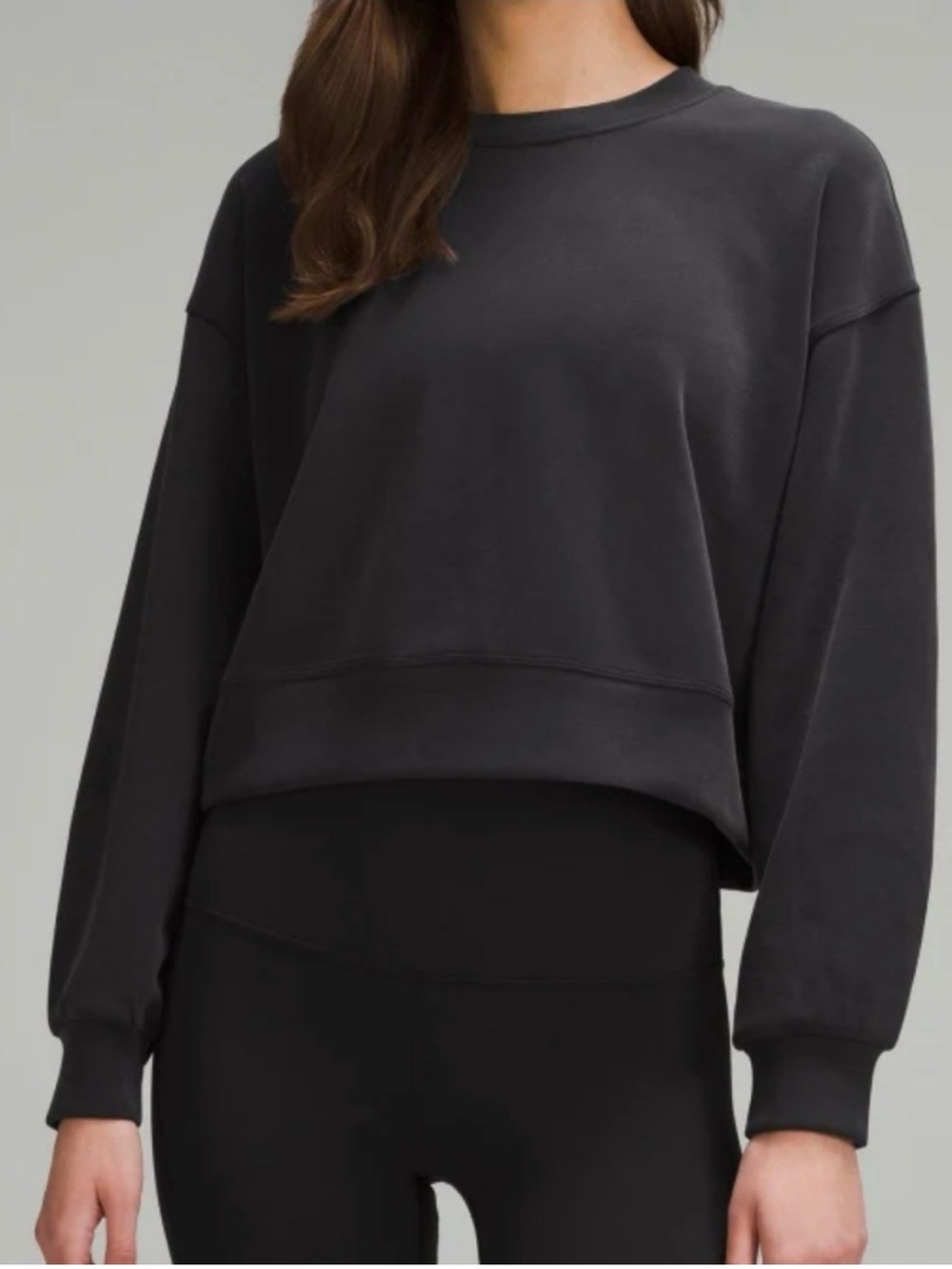 lululemon Softstream Black Perfectly Oversized Cropped Crewneck Sweatshirt 10